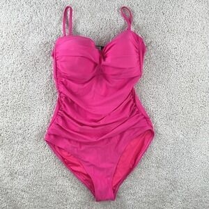 RELLECIGA Neon Rose Ruched One Piece Swimsuit R7013-105 NWT Size LARGE